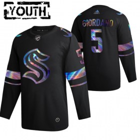 Seattle Kraken Mark Giordano 5 2021-22 Iriserend holografisch Zwart Authentic Shirt - Kinderen